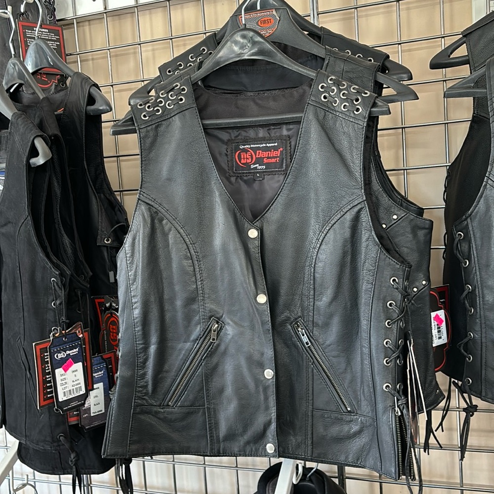 Leather vest with metal details